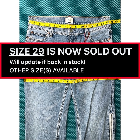 Alice + Olivia Rey Side Zipper Blue Off White Wide Leg Jeans - Picture 11 of 16